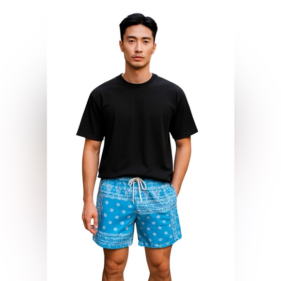 SHEIN Other - SHEIN UNLINED SWIM TRUNKS Size Large Blue and White Print